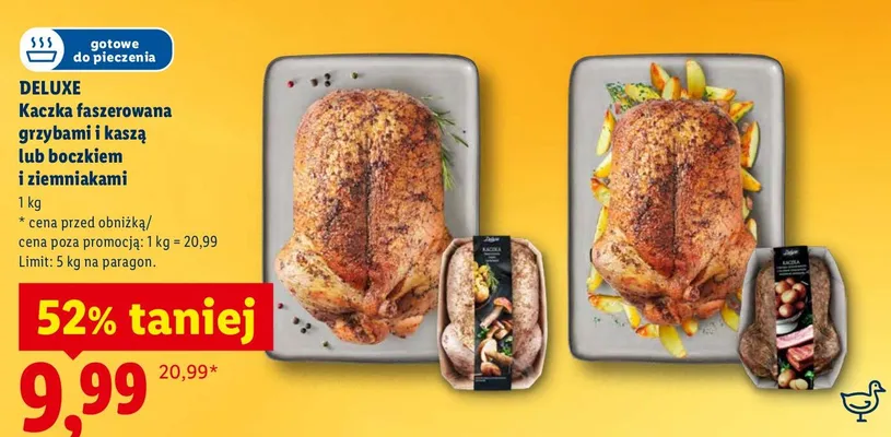 Kaczka faszerowana grzybami i kaszą lub boczkiem i ziemniakami Deluxe promocja w Lidl