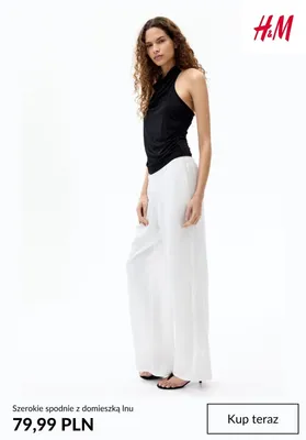 Szerokie spodnie z domieszką lnu H&M promocja w H&M