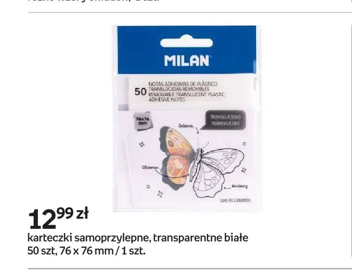 Karteczki samoprzylepne transparentne białe Milan promocja w Empik