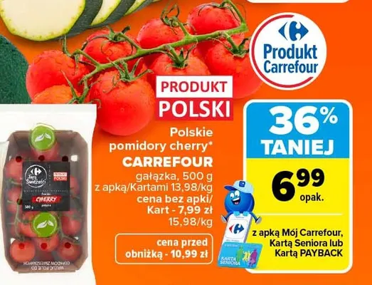 Pomidory cherry gałązka polskie Carrefour promocja w Carrefour