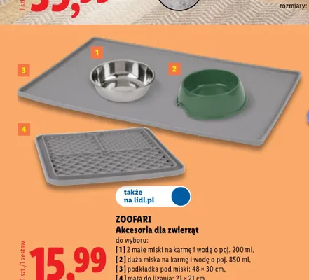 Podkładka pod miski Zoofari 48x30 cm promocja w Lidl