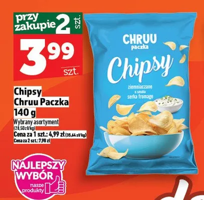 Chipsy Chruu Paczka 140g promocja w TOPAZ
