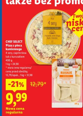 Pizza z pieca kamiennego 4 sery Chef Select promocja w Lidl