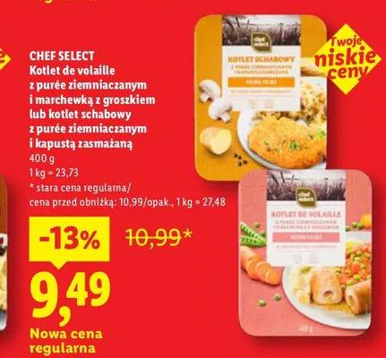 Kotlet de volaille z purée ziemniaczanym i marchewką z groszkiem Chef Select promocja w Lidl