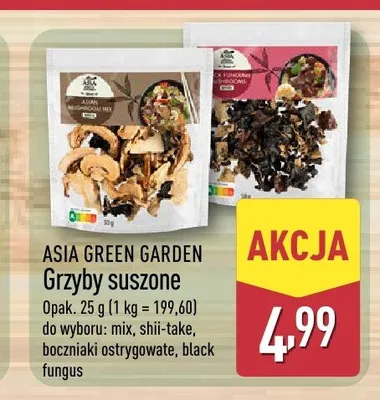 Grzyby suszone Asia Green Garden boczniaki ostrygowate promocja w Aldi
