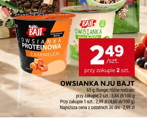 Owsianka proteinowa z karmelem Nju Bajt promocja w Stokrotka