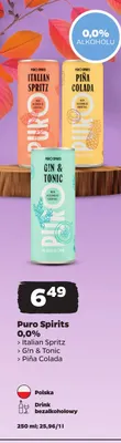Drink bezalkoholowy Puro Spirits 0,0% Italian Spritz promocja w Netto