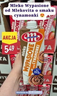 Mleko Mlekovita Wypasione smak cynamonki promocja w Aldi