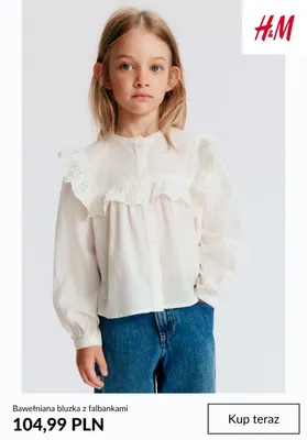 Bawełniana bluzka z falbankami H & M promocja w H&M