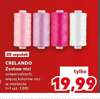 Zestaw nici uniwersalnych Crelando 20-pak promocja w Kaufland