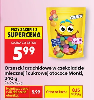 Orzeszki arachidowe w czekoladzie mlecznej i cukrowej otoczce Monti Peanut promocja w Biedronka