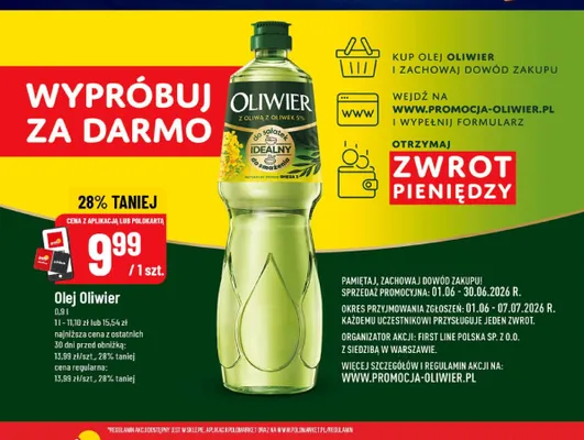 Olej rzepakowy z oliwą z oliwek Oliwier promocja w POLOmarket