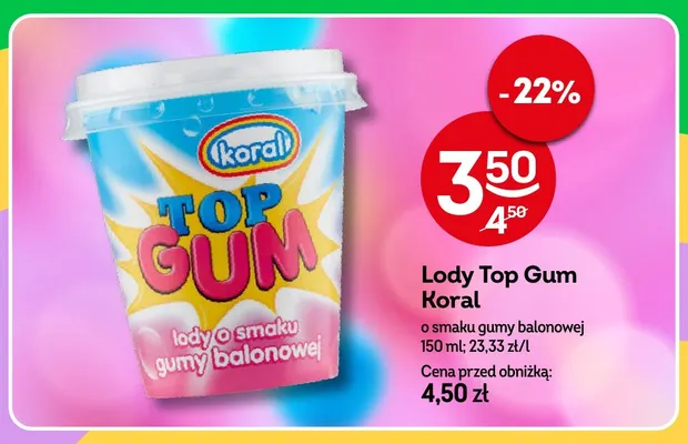 Lody Top Gum o smaku gumy balonowej promocja w Żabka