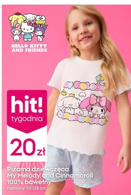 Piżama dziewczęca My Melody and Cinnamoroll 100% bawełny promocja w Pepco