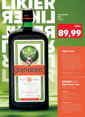 Likier Jägermeister 1l promocja w Kaufland