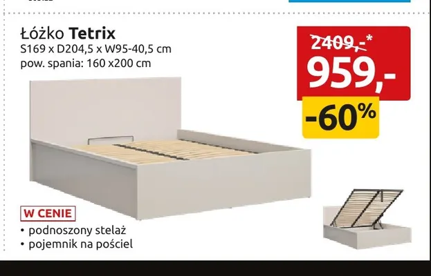 Łóżko Tetrix promocja w Black Red White