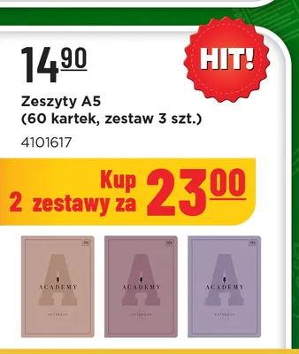 Zeszyty A5 Interdruk Academy 3-pak 60 kartek promocja w MR. DIY