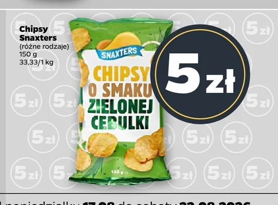 Chipsy o smaku zielonej cebulki Snaxters promocja w Netto