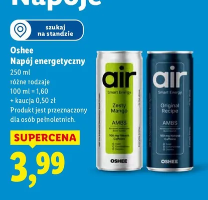 Napój energetyczny Oshee Air promocja w Lidl