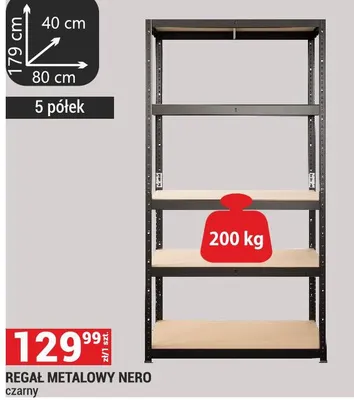 Regał metalowy Nero czarny promocja w Merkury Market