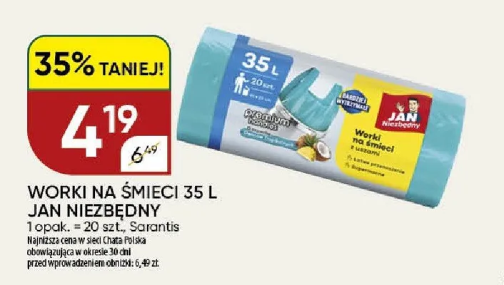 Worki na śmieci 35l Jan Niezbędny promocja w Chata Polska