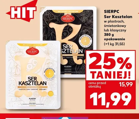 Ser Kasztelan w plastrach śmietankowy Sierpc promocja w Kaufland