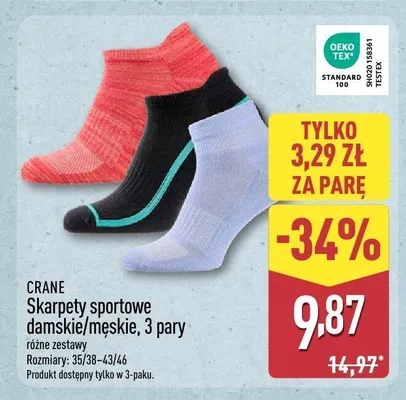 Skarpety sportowe męskie Crane 3-pak promocja w Aldi