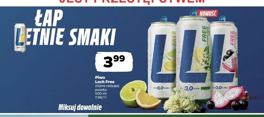 Piwo bezalkoholowe Lech Free Elderflower Lemon promocja w Netto