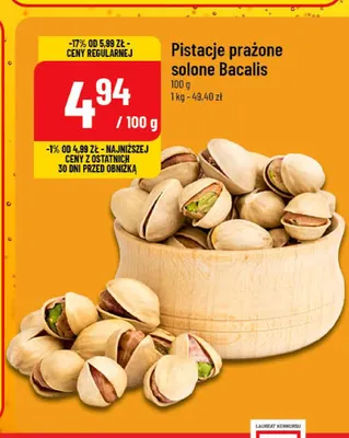 Pistacje prażone solone Bacalis promocja w POLOmarket