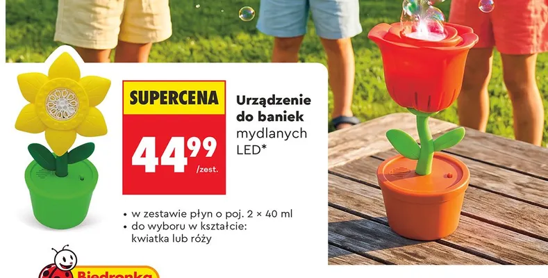 Urządzenie do baniek mydlanych LED róża Fru Blu promocja w Biedronka