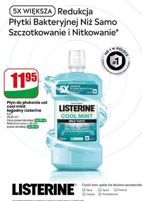 Płyn do płukania ust Listerine Cool Mint łagodny promocja w Dino