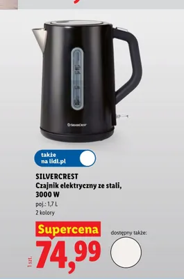Czajnik elektryczny ze stali SILVERCREST 3000W 1,7l promocja w Lidl