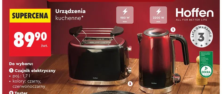Czajnik elektryczny 1,7 l Hoffen promocja w Biedronka
