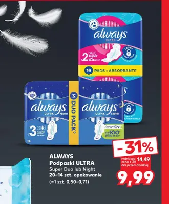 Podpaski Ultra Night Always promocja w Kaufland