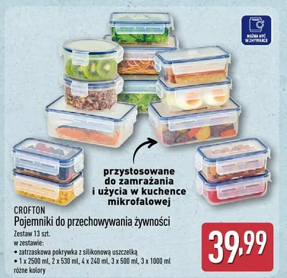 Pojemniki do przechowywania żywności Crofton zestaw 13szt. promocja w Aldi