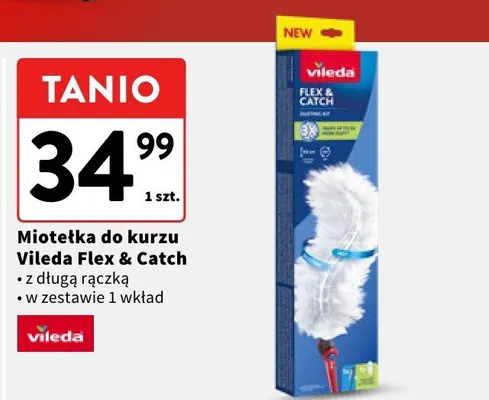 Miotełka do kurzu Vileda Flex & Catch z długą rączką w zestawie 1 wkład promocja w Intermarche