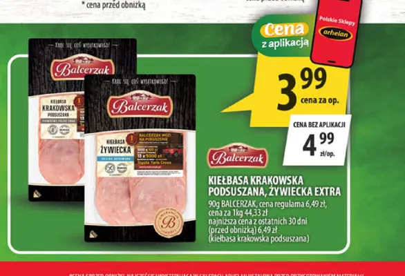 Kiełbasa krakowska podsuszana Balcerzak promocja w Arhelan