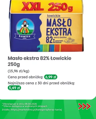 Masło ekstra 82% promocja w Dino