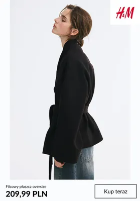 Filcowy płaszcz oversize H & M promocja w H&M