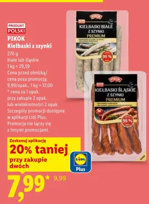Kiełbaski śląskie z szynki PIKOK promocja w Lidl