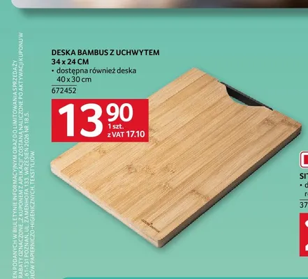 Deska bambus z uchwytem 34x24 cm promocja w Selgros