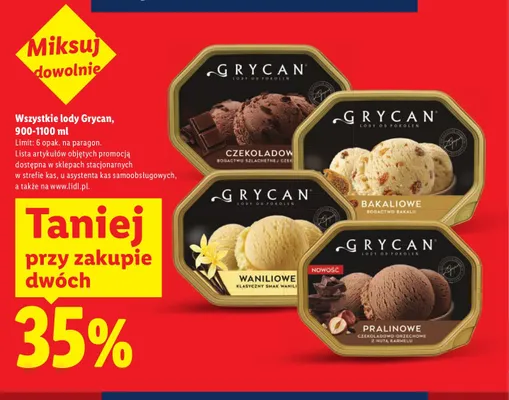 Lody pralinowe Grycan promocja w Lidl