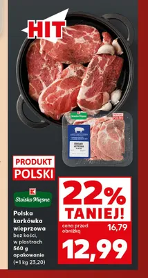 Polska karkówka wieprzowa bez kości w plastrach Stoisko Mięsne promocja w Kaufland