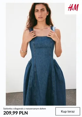 Sukienka z diagonalu z rozszerzanym dołem H&M promocja w H&M