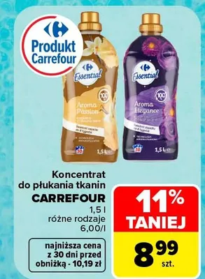 Koncentrat do płukania tkanin Carrefour Essential Aroma Elegance promocja w Carrefour Market