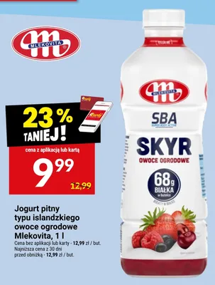 Jogurt pitny typu islandzkiego owoce ogrodowe Mlekovita promocja w Twój Market