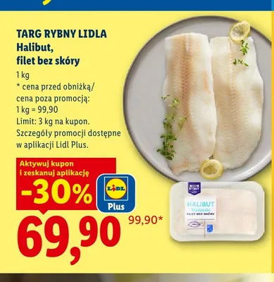 Halibut filet bez skóry Targ Rybny Lidla promocja w Lidl