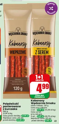 Kabanosy drobiowo-wieprzowe z serem Wędzarnia Smaku promocja w Dino