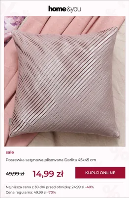 Poszewka satynowa plisowana home&you Darlita 45x45 cm promocja w home&you