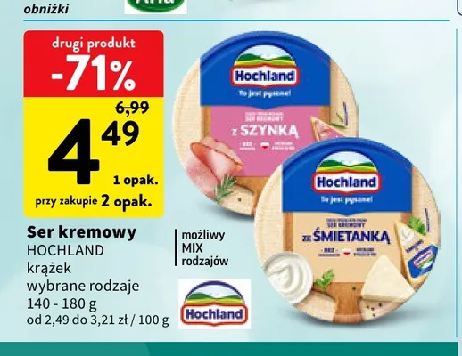 Ser kremowy Hochland krążek promocja w Intermarche